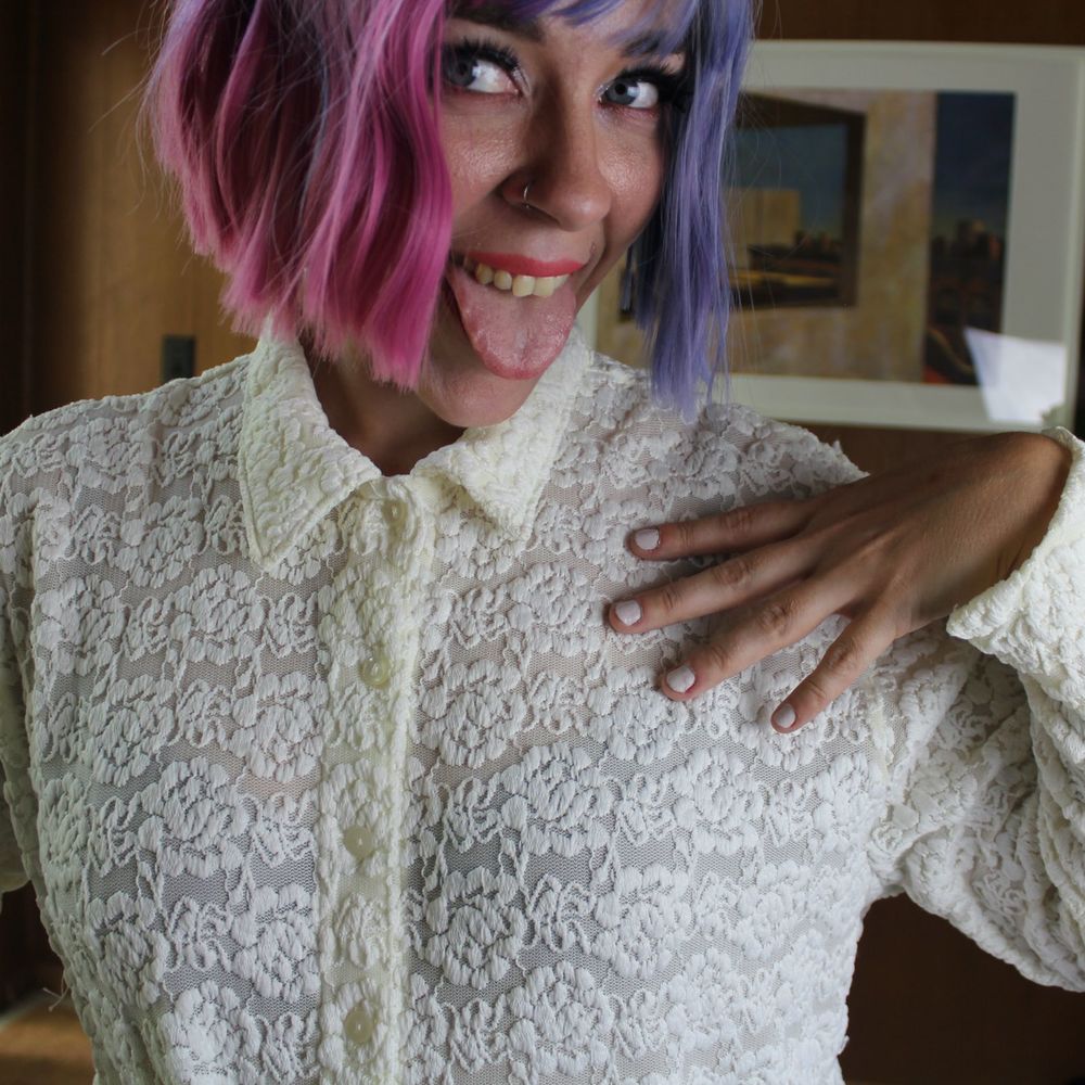 Vintage Cottagecore Lace Button Up